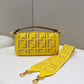FI Baguette Yellow with Embroidery Medium Bag For Woman 28cm/11in