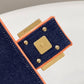 FI Baguette Blue Denim Orange Border Bag For Woman 26cm/10in
