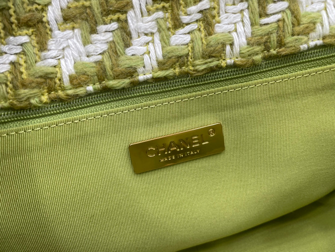CHL 19 Large Handbag Gold Hardware Green For Women, Women’s Handbags, Shoulder Bags 11.8in/30cm