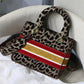 DI Medium Lady D-Lite Bag, Leopard Brown Handbags, Crossbody Bags, 24cm CD