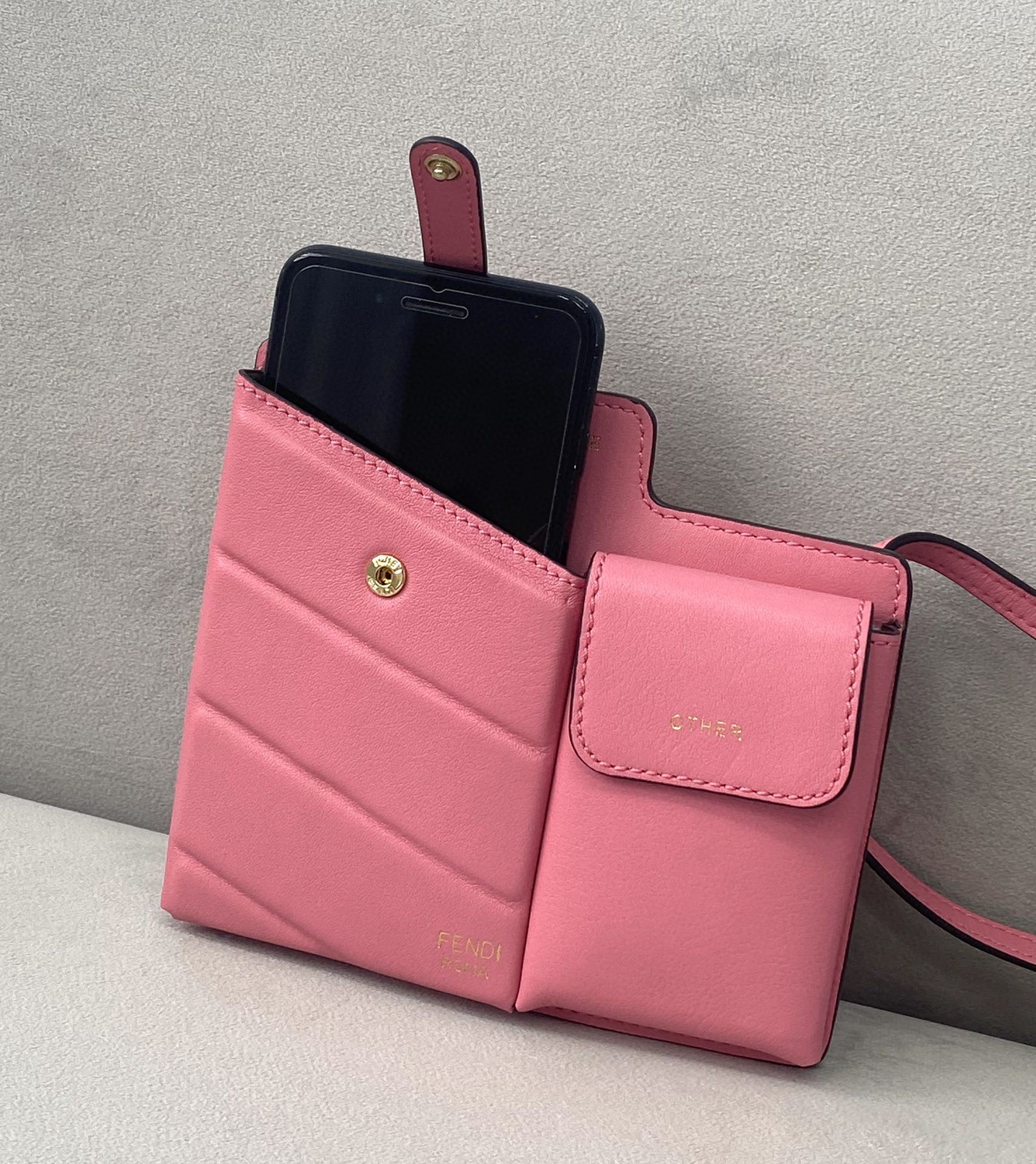 FI Bustine 2 Pockets Mini Pink Bag For Woman 16cm/6in
