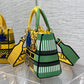 DI Medium Lady D-Lite Bag D-Flower Pop Embroidery, Bright Yellow/Green Handbags, 24cm CD M0565OROO_M886