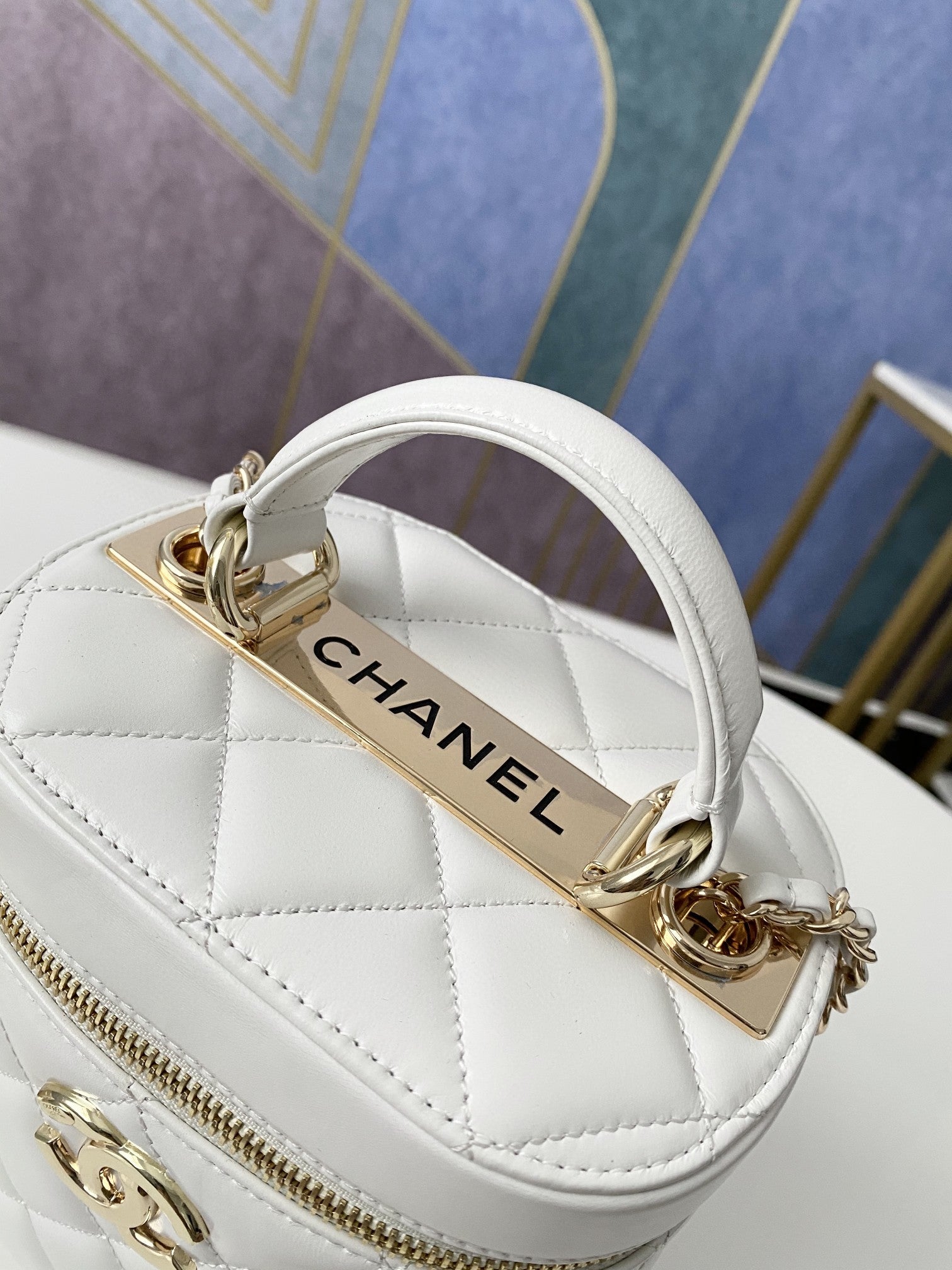 ChanelVanity Case Gold Hardware White For Women, Women’s Handbags, Shoulder Bags 9.4in/24cm 