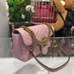 gg Marmont Small Matelassé Shoulder Bag Dusty Pink Matelassé Chevron For Women 10in/26cm gg 443497 DTDIT 5729