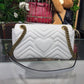 gg Marmont Small Matelassé Shoulder Bag White Chevron For Women 10in/25cm 443497 DTDIT 9022