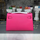 HM Mini Kelly KP Pochette Rose Tyrien For Women Gold Toned Hardware 8.7in/22cm 