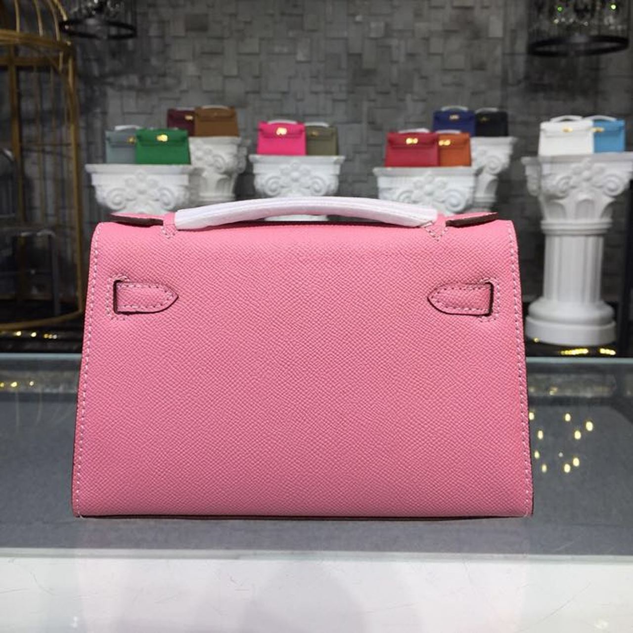 HM Mini Kelly KP Pochette Pink For Women Gold Toned Hardware 8.7in/22cm