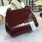 DG Medium Sicily Bag In Foiled Crocodile-Print Burgundy For Women 10.2in/26cm DG