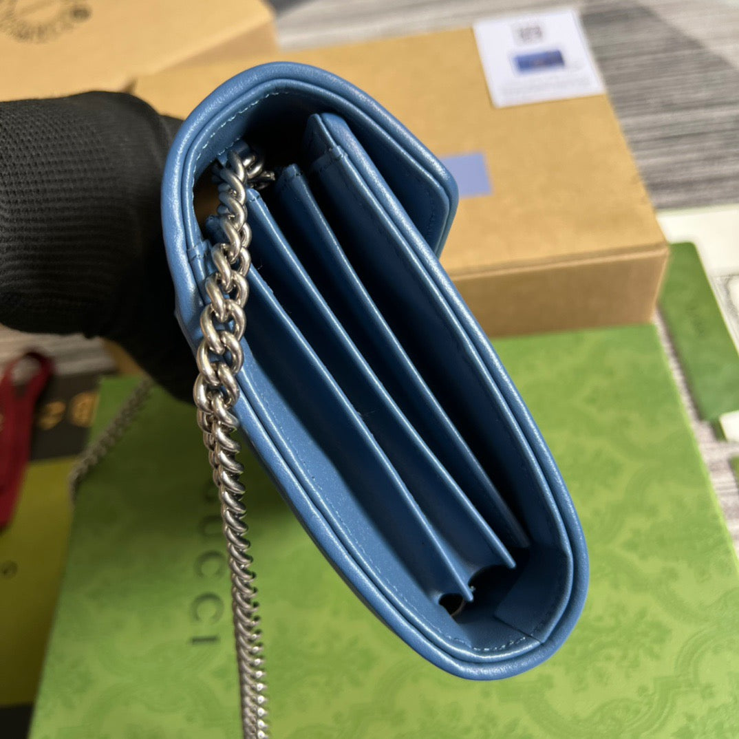gg Marmont Super Mini Bag Blue For Women, Women’s Bags 6.2in/17cm gg 476433 DTD5F 4340