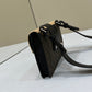 FI Baguette Pouch Brown fabric Black Pouch For Woman 16cm/6in