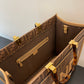 FI Sunshine Medium Brown FF jacquard fabric shopper Bag For Woman 31cm/12in