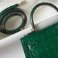 HM Mini Kelly 19 Green Crocodile Bag For Women, Handbags, Shoulder Bag 7.5in/19cm