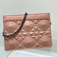 DI Caro Zipped Pouch With Chain Pink, For Women, Women’s Handbags 7.5in/19cm CD
