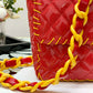ChanelVinyl Classic Red and Yellow Shoulder bag For Women 29cm/11.5in