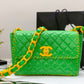 ChanelVinyl Classic Green and Yellow Shoulder bag For Women 29cm/11.5in