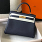 HM Kelly 32 Taurillon Clemence Blue Nuit Bag For Women, Women’s Handbags, Shoulder Bags 12.5in/32cm