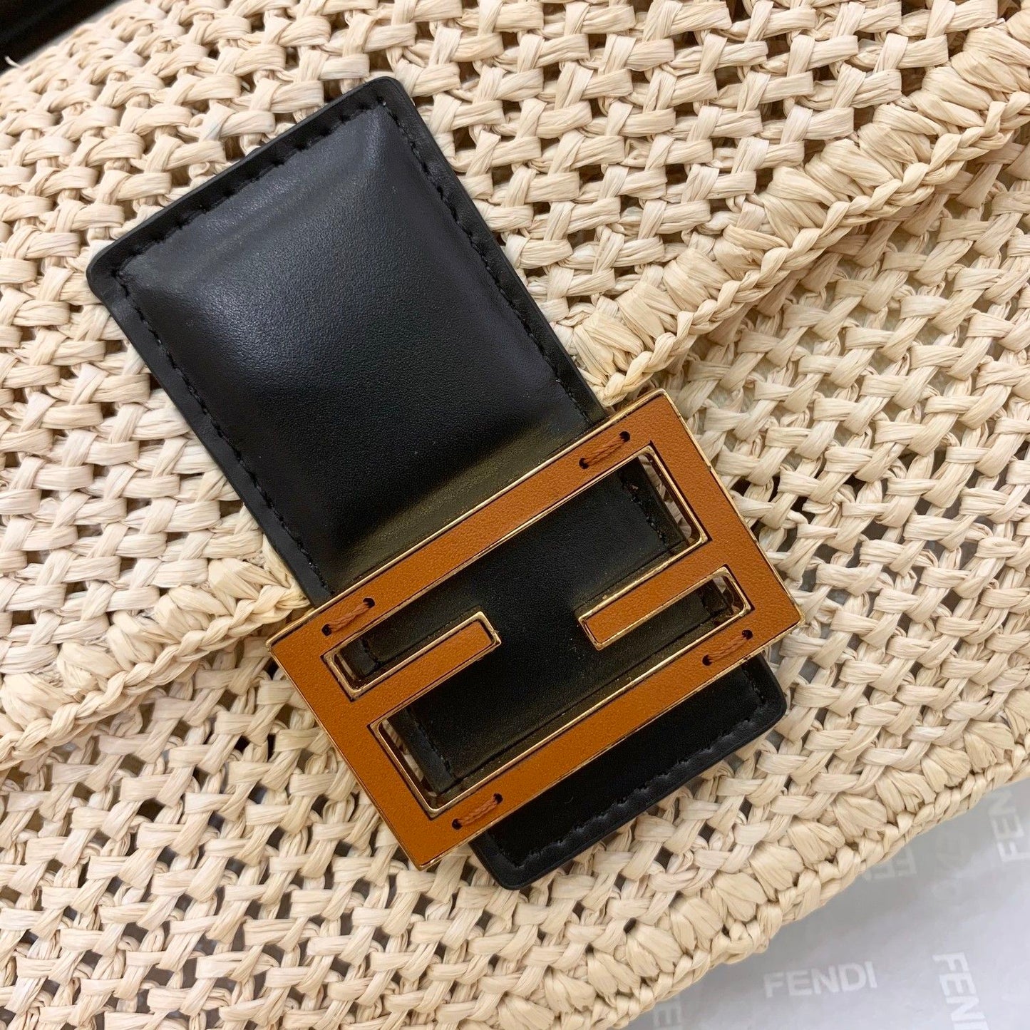 FI Baguette Woven Straw Black For Women, Women’s Handbags, Shoulder And Crossbody Bags 10.2in/26cm FF