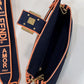 FI Baguette Blue Denim Orange Border Bag For Woman 26cm/10in