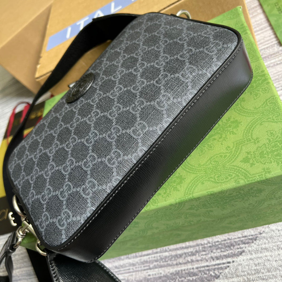 gg Shoulder Bag With Interlocking G Black gg Supreme Canvas For Women  9.6in/24.5cm gg 703468 92THF 1000