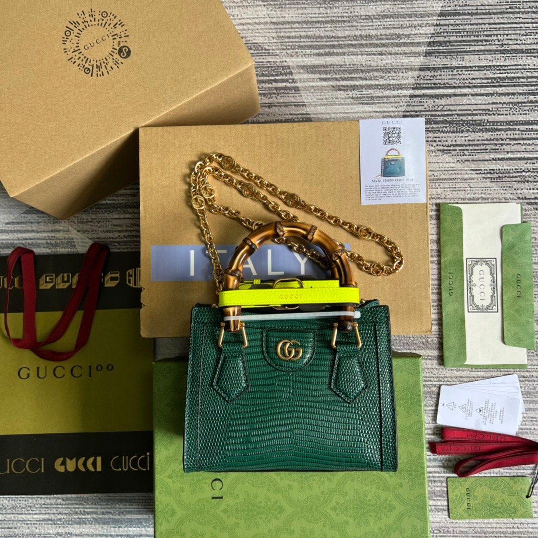 gg Lizard Mini Tote Bag Green For Women, Women’s Bags 7.9in/20cm gg