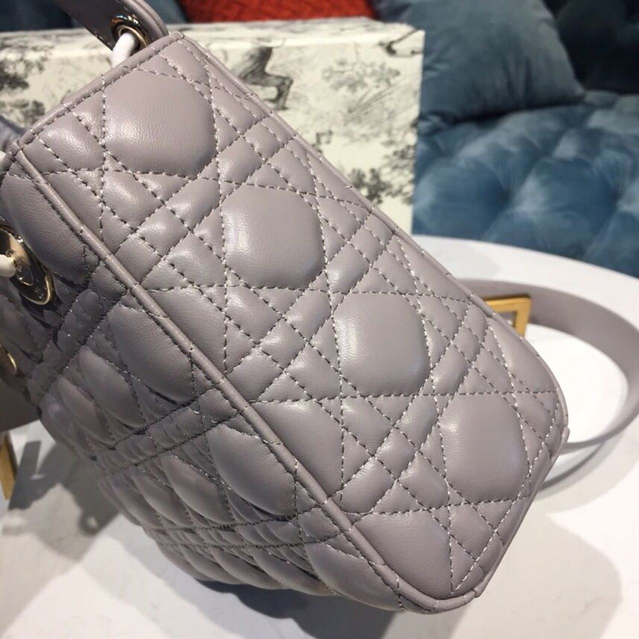 DI Small Lady My ABCBag Steel Gray Cannage  For Women 20cm/8in CD M0538OCAL_M34G