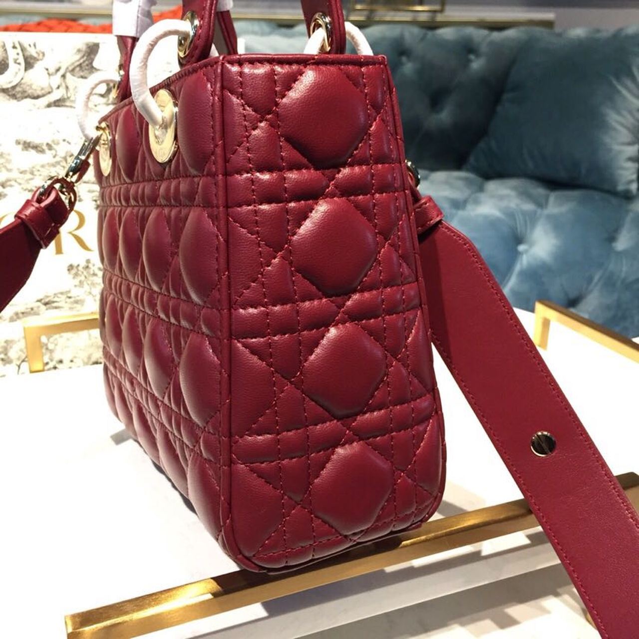 DI Small Lady My ABCBag Cherry Red Cannage  For Women 20cm/8in CD