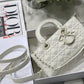 DI Lady D-Joy Bag White Macrocannage Technical Fabric, White Handbags, 26cm CD M0540OTID_M933