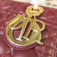 DI Medium Lady Bag Gold Toned Hardware Burgundy For Women 24cm/9in CD