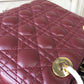 DI Medium Lady Bag Gold Toned Hardware Burgundy For Women 24cm/9in CD