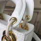 DI Mini Lady Bag Gold Toned Hardware White For Women 18cm/7in CD