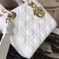 DI Small Lady Bag Gold Toned Hardware White For Women 20cm/8in CD M0538OCAL_M030