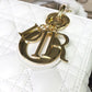 DI Medium Lady Bag Gold Toned Hardware White For Women 24cm/9in CD