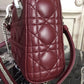 DI Mini Lady Bag with Chain Silver Hardware Burgundy For Women 6.5in/17cm CD