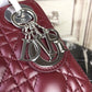 DI Mini Lady Bag with Chain Silver Hardware Burgundy For Women 6.5in/17cm CD