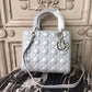 DI Medium Opaline Gray Pearlescent Cannage Lady Bag Hardware Pearl Gold For Women 9.5in/24cm CD