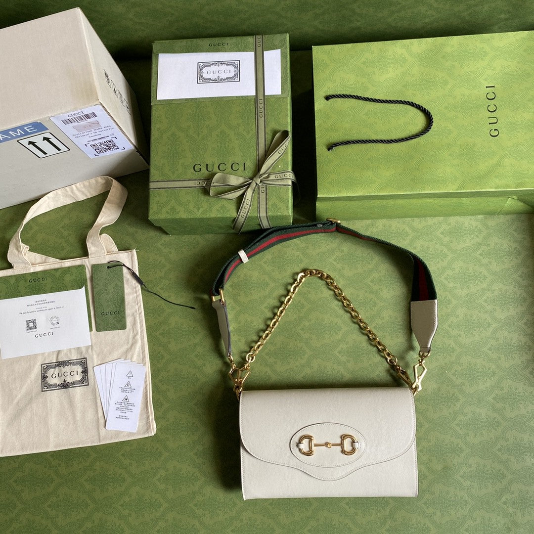 gg Horsebit 1955 Small Bag White For Women 10.2in/26cm gg ‎677286 18YSX 9068