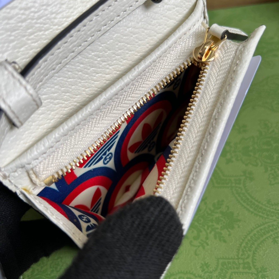 gg x Adidas Card Case With Horsebit White For Women, Women’s Bags 4.2in/11cm gg‎ 702248 DJ24G 8847