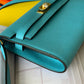 HM Kelly Classique To Go Wallet  21cm/8.3in Gold Toned Hardware For Women Blue