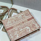DI Large Book Tote Red Toile de Jouy Embroidery, Light Red, For Women Women’s Handbags, 42cm CD