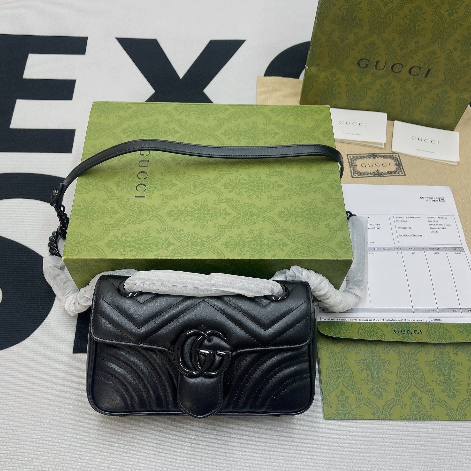 gg Marmont Matelasse Mini Bag Black For Women, Women’s Bags 8.5in/22cm gg