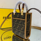 FI Sunshine Shopper Brown FF Fabric Mini Bag For Woman 13cm/5in