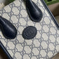 gg Mini Tote Bag With Interlocking G Beige And Blue gg Supreme Canvas For Women 7.8in/20cm 671623 K9GSN 4075