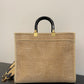 FI Sunshine Medium Beige and Black straw shopper Bag For Woman 31cm/12in 8BH386AKRPF1CBX