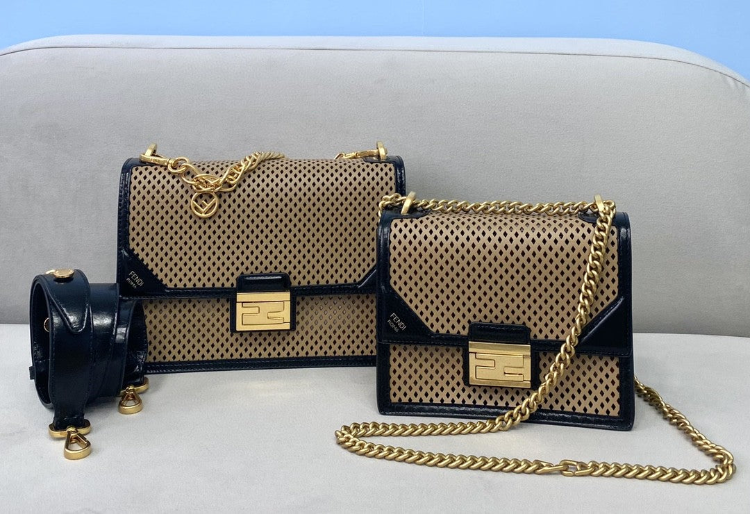 FI Small Kan U Black and Brown Bag For Woman 19cm/7.5in485