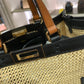 FI Peekaboo X-tote Medium Woven Straw Tote Bag For Women, Women’s Handbags 16.1in/41cm FF