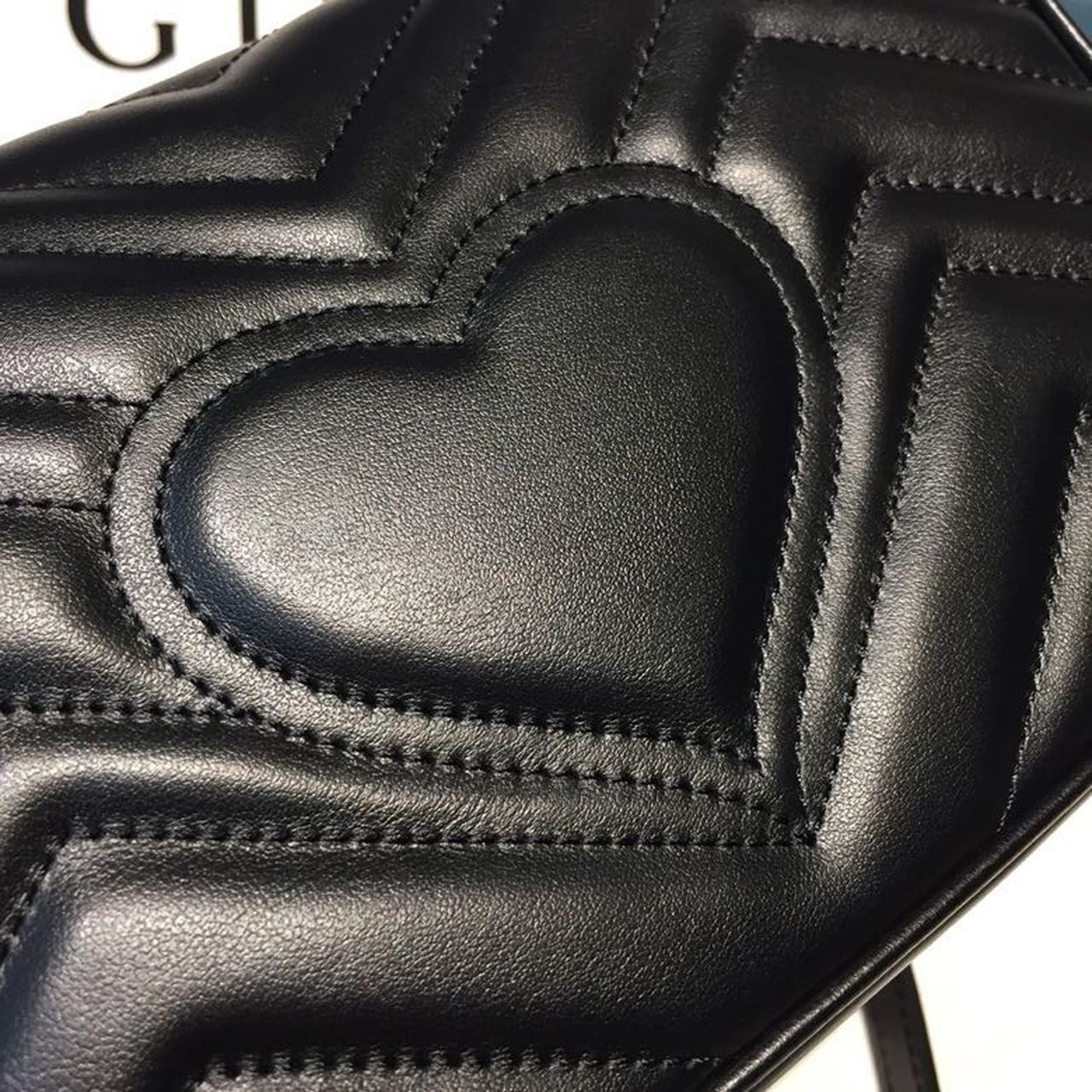 gg Marmont Matelassé Mini Bag Black Matelassé Chevron With A Heart For Women 8.5in/22cm gg  446744 DTDIT 1000
