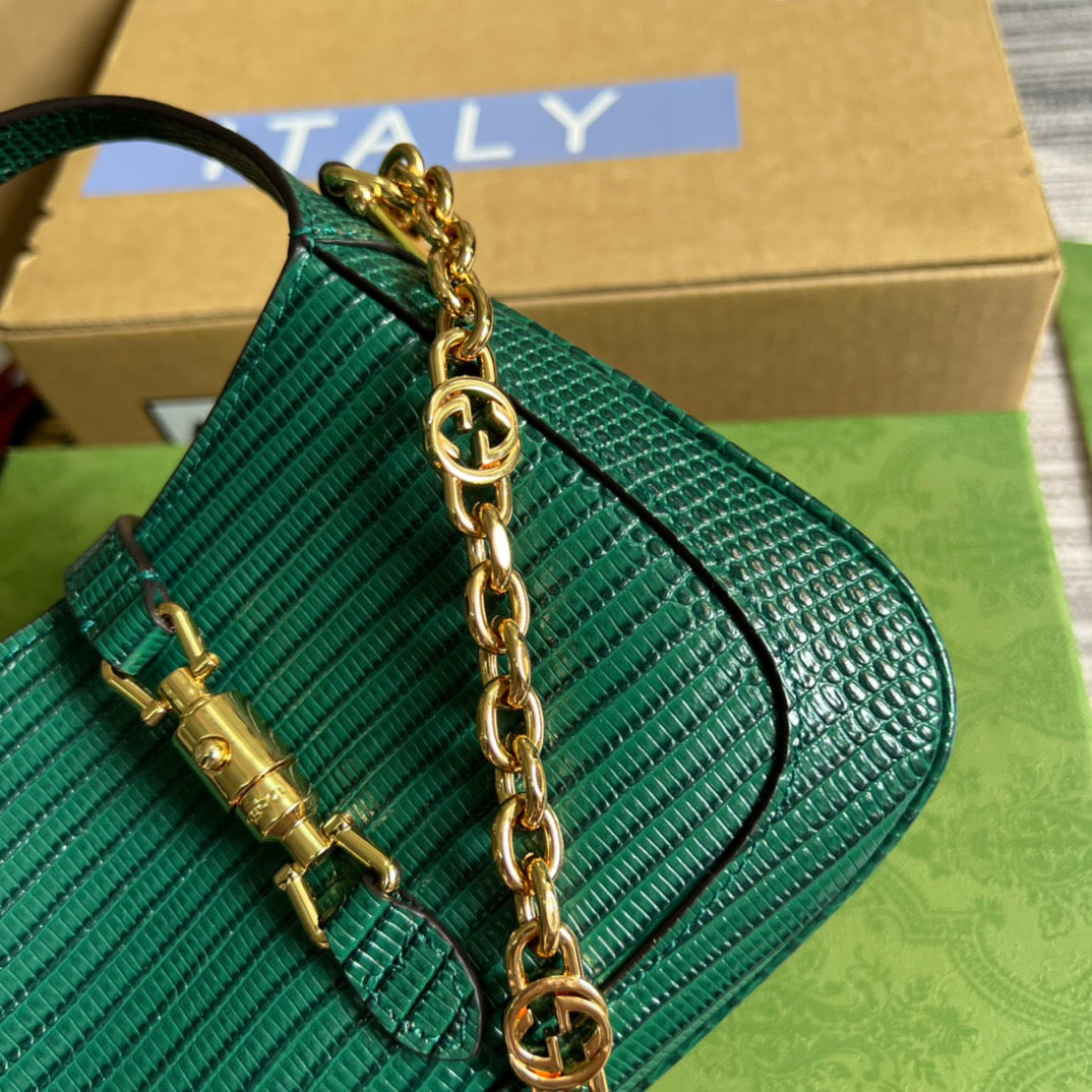 gg Jackie 1961 Lizard Mini Bag Green For Women, Women’s Bags 7.5in/19cm gg ‎