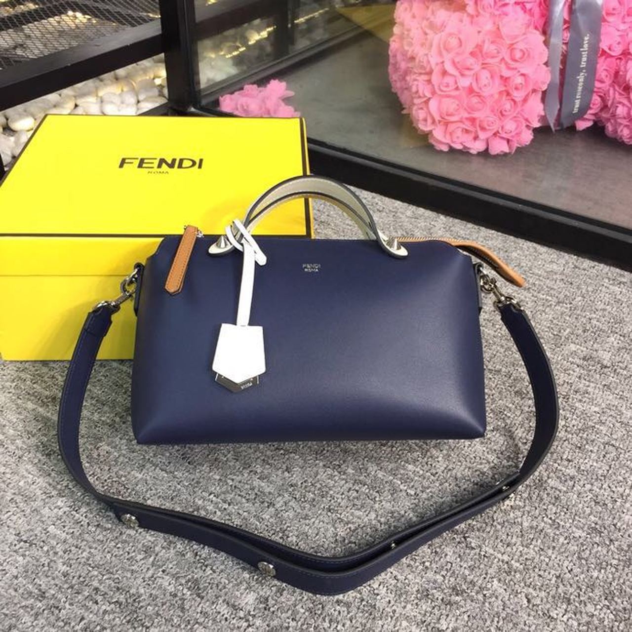FI By The Way Medium Bag Dark Blue For Women, Women’s Handbags, Shoulder And Crossbody Bags 10.6in/27cm FF 8BL1461
