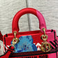 DI Medium Lady D-Lite Bag D-Flower Pop Embroidery, Bright Pink Multicolor Handbags, 24cm CD M0565OROO_M885