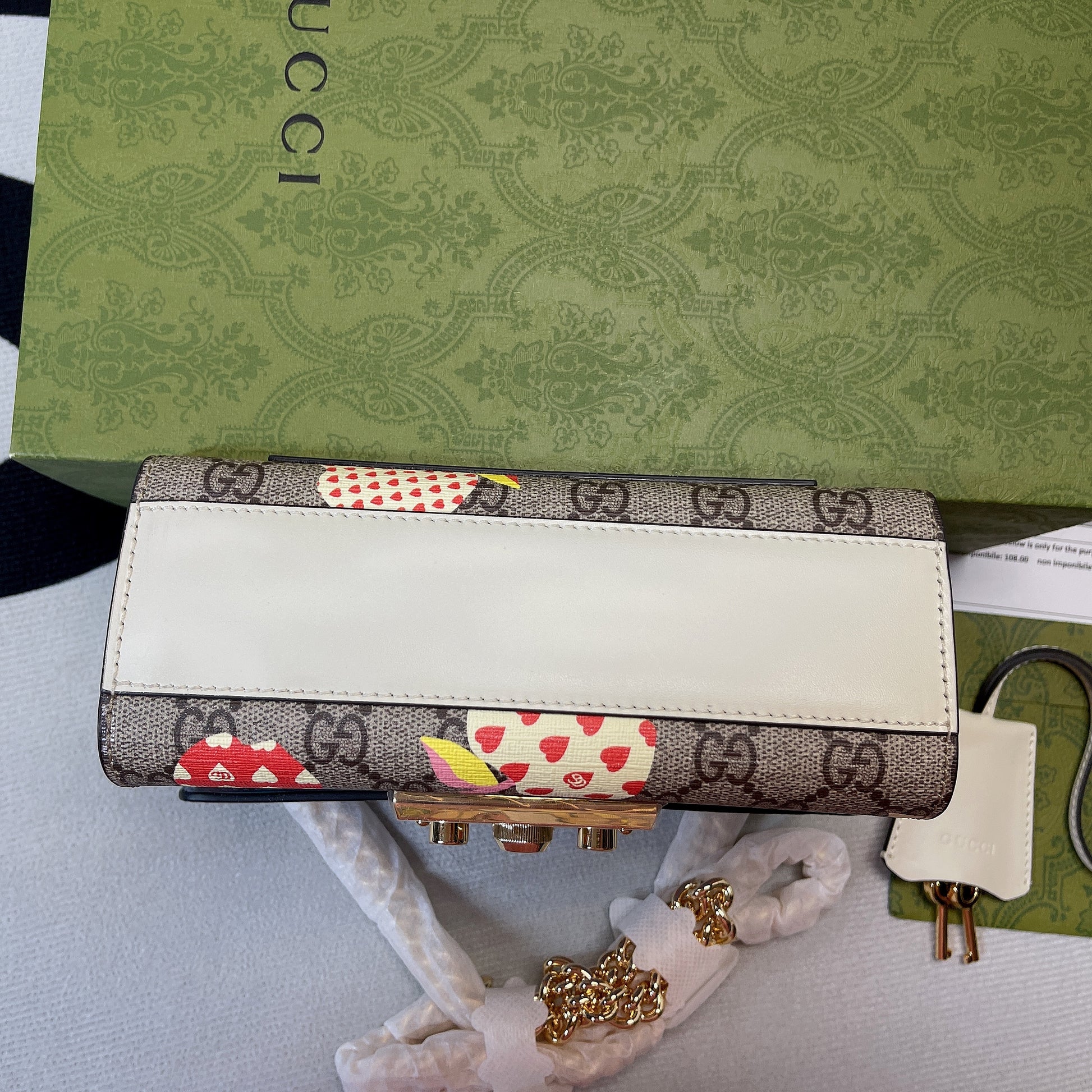 gg Padlock Small gg Strawberry Shoulder Bag Beige For Women, Women’s Bags 7.9in/20cm gg